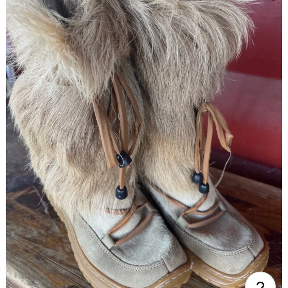 Oscar Sport Fur Winter Boots Beige Women’s  Size 38 Italy Leather
